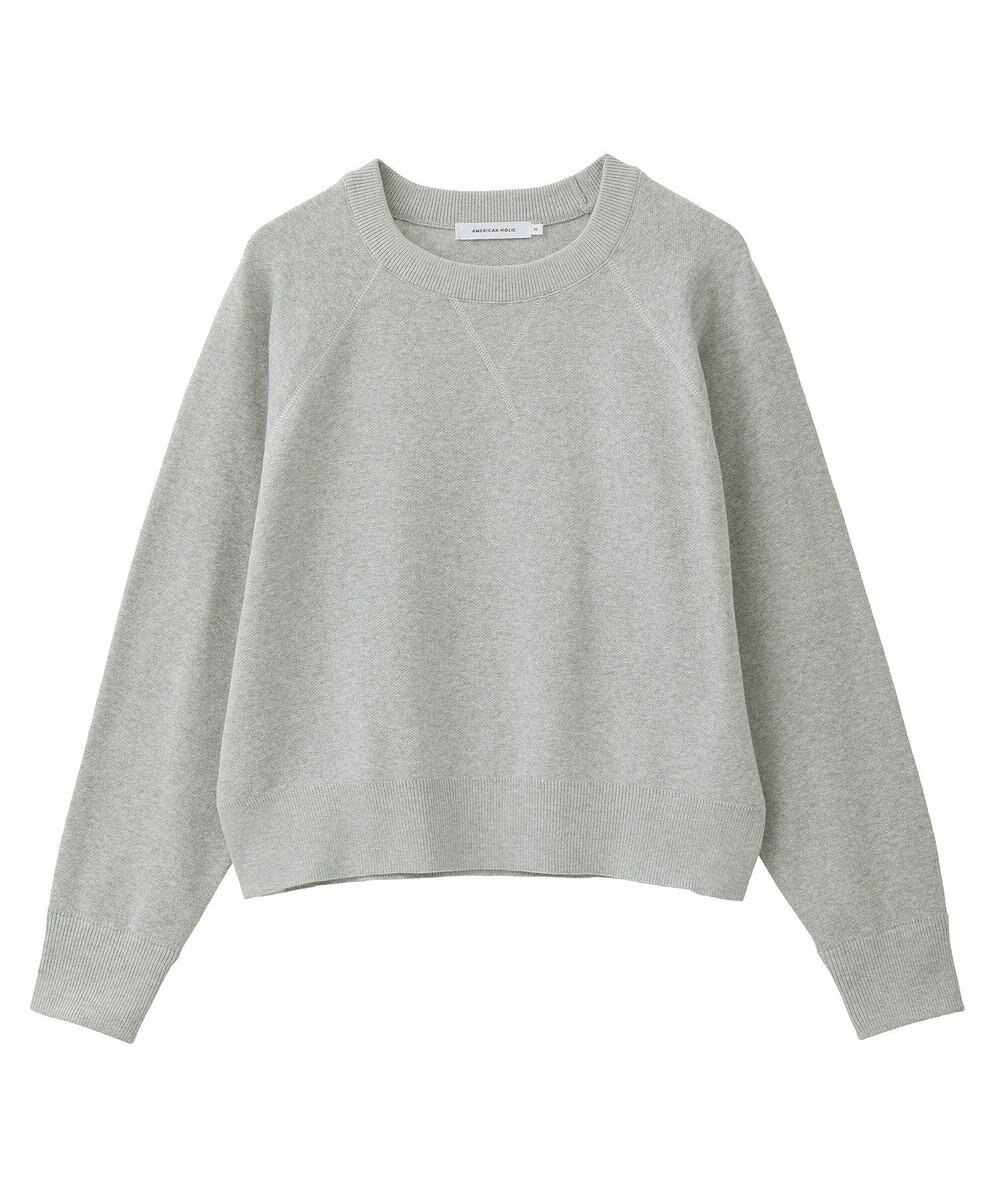 AMERICAN HOLIC ソフトコットンスウェットライクニットトップス 