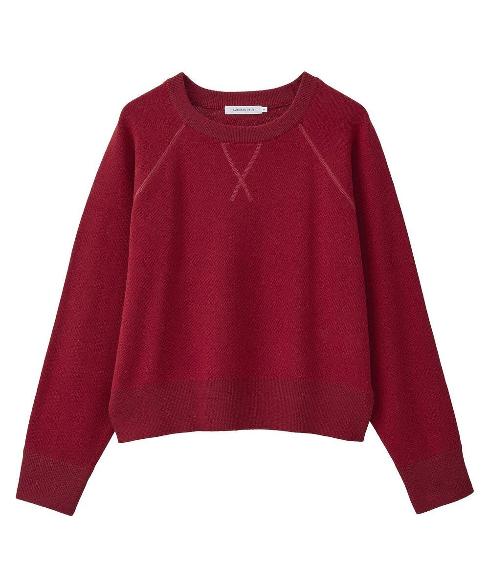 AMERICAN HOLIC ソフトコットンスウェットライクニットトップス 