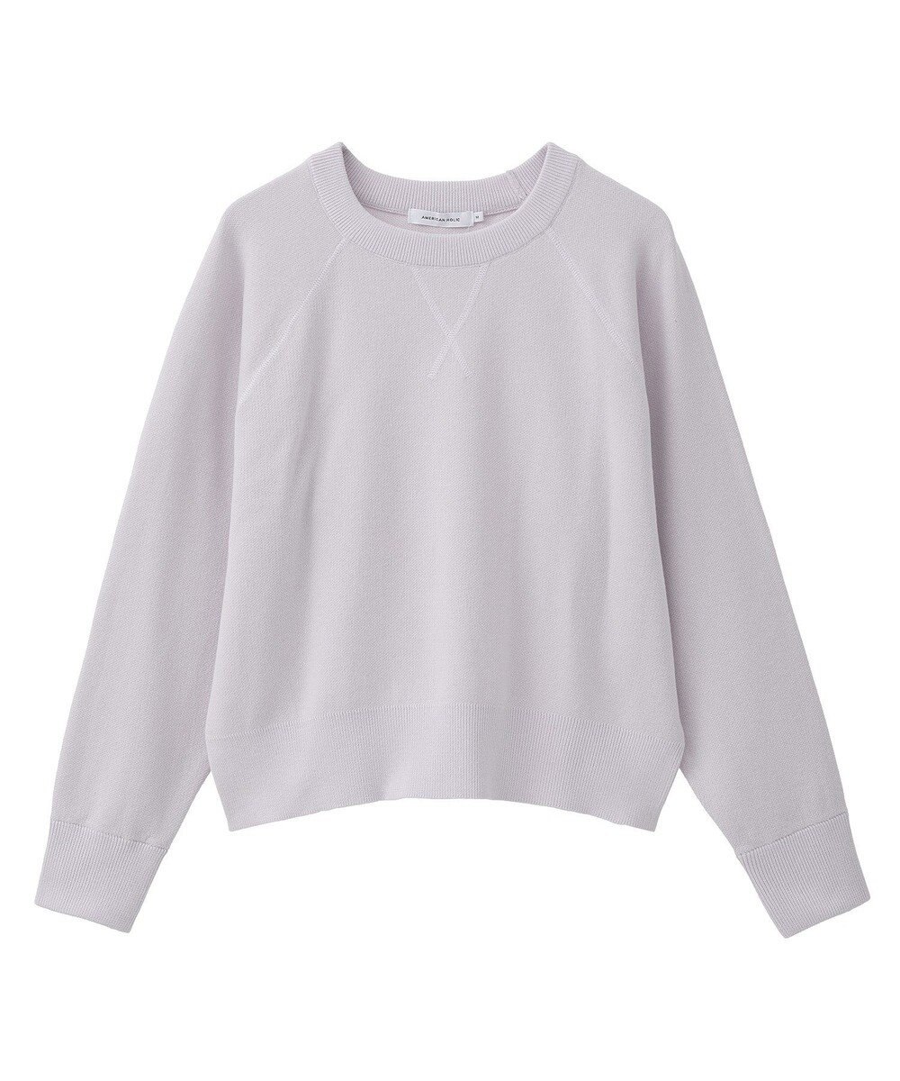 AMERICAN HOLIC ソフトコットンスウェットライクニットトップス 