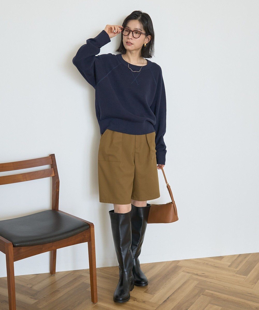 AMERICAN HOLIC ソフトコットンスウェットライクニットトップス 