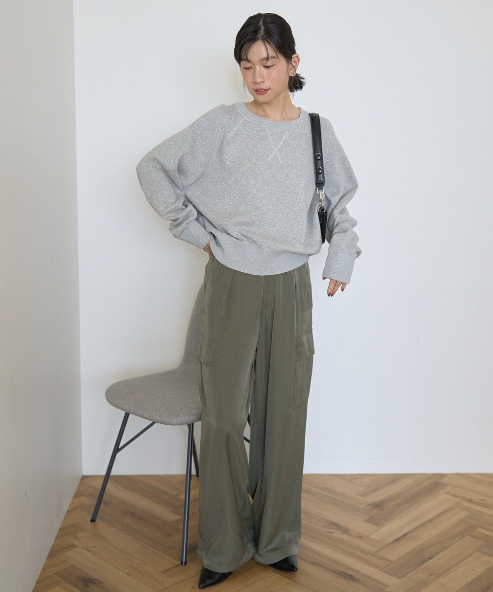 AMERICAN HOLIC ソフトコットンスウェットライクニットトップス 