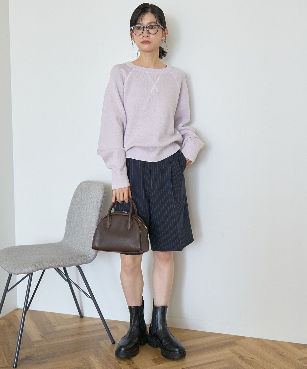 AMERICAN HOLIC ソフトコットンスウェットライクニットトップス 