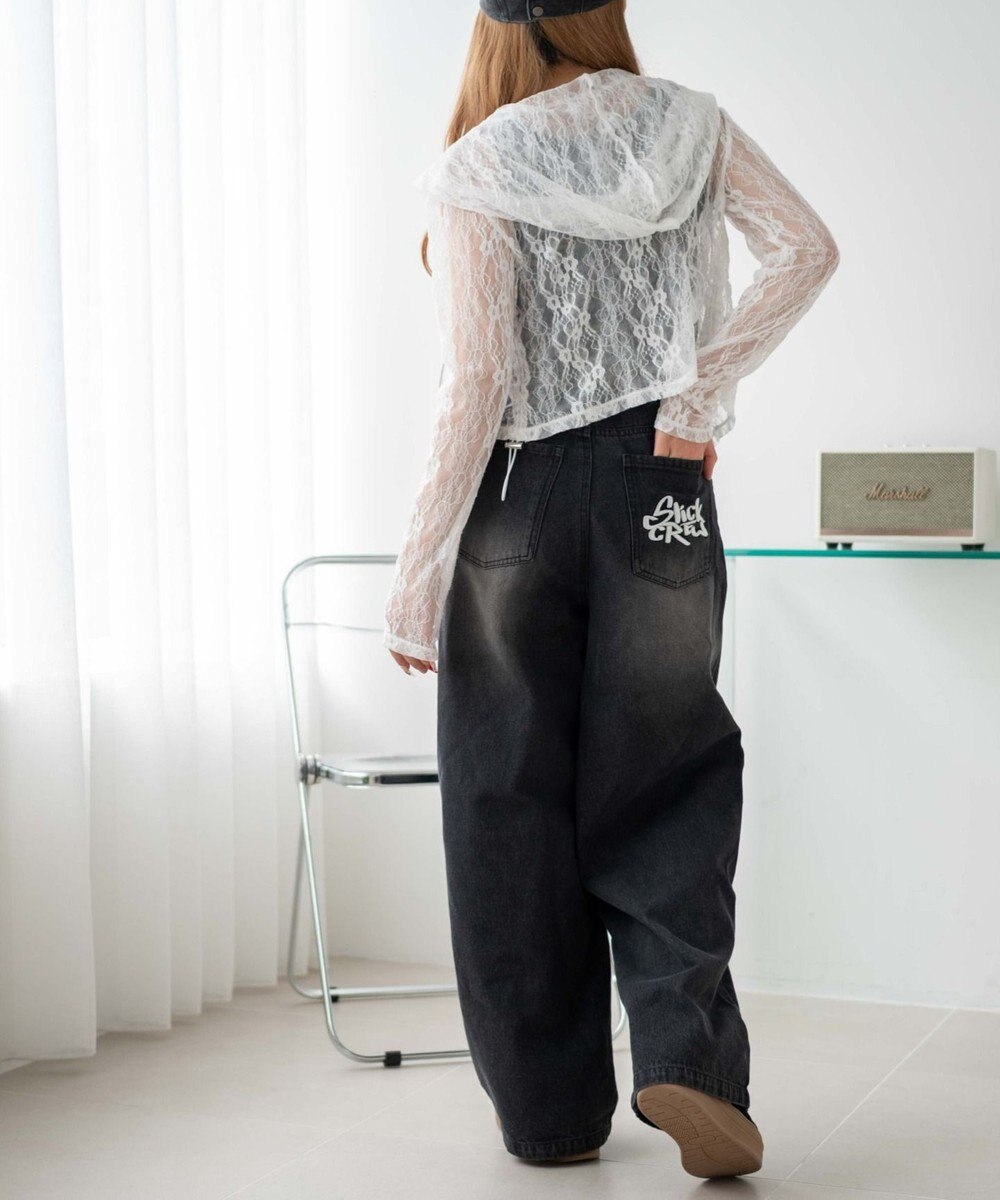 WEGO 【SMサイズ展開】ロゴデニムバギーパンツ 