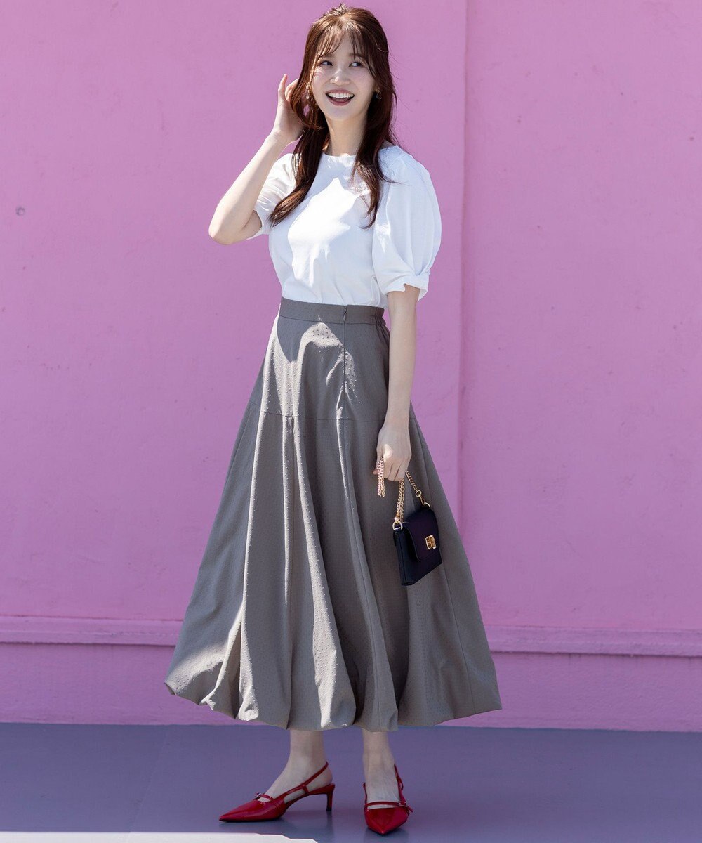 ANY SIS S 【撥水・汗ジミ防止・UVケア・洗える】スーピマスムース 袖タック Tシャツ 