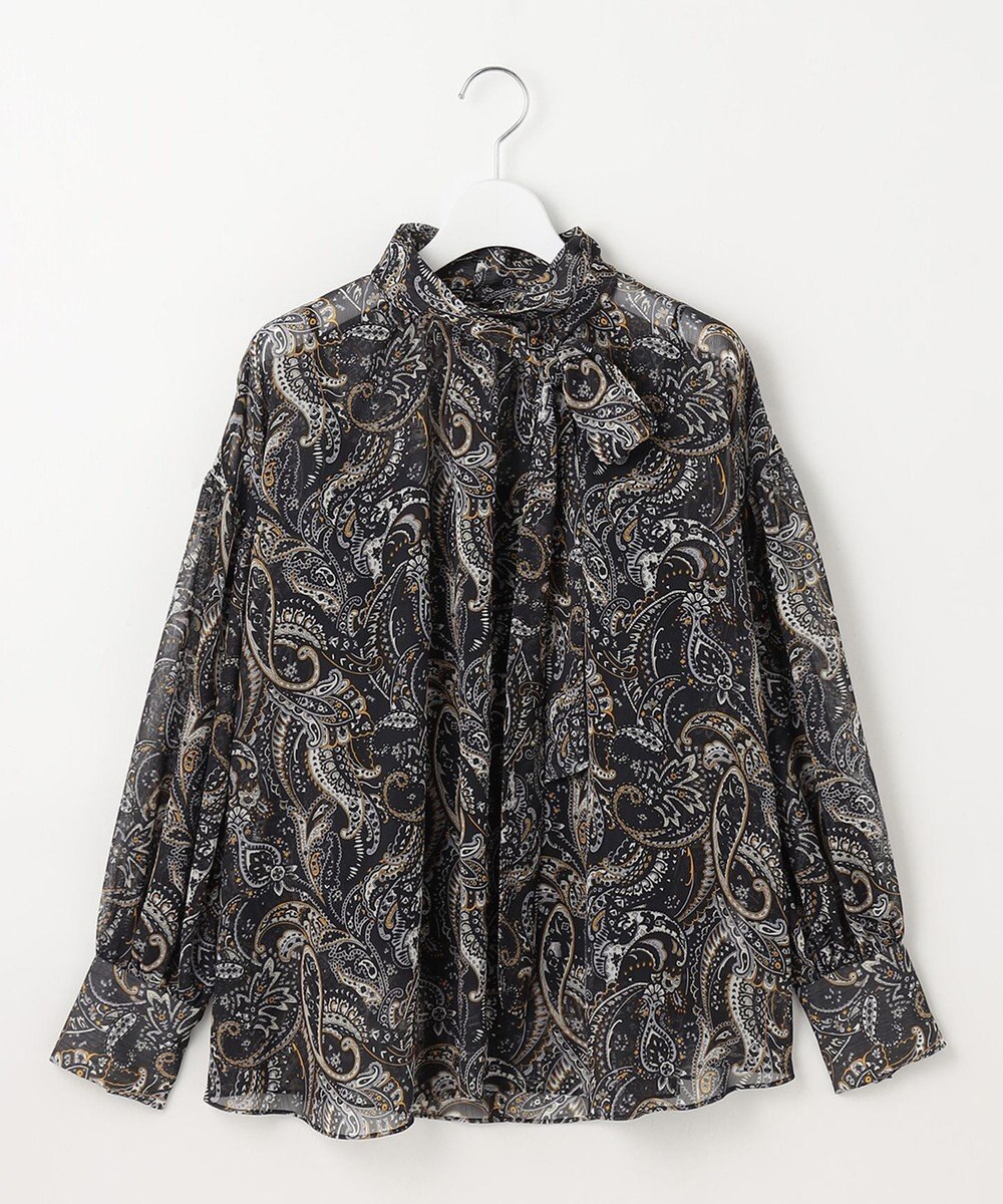 自由区 ペイズリープリントボウタイ ブラウス 