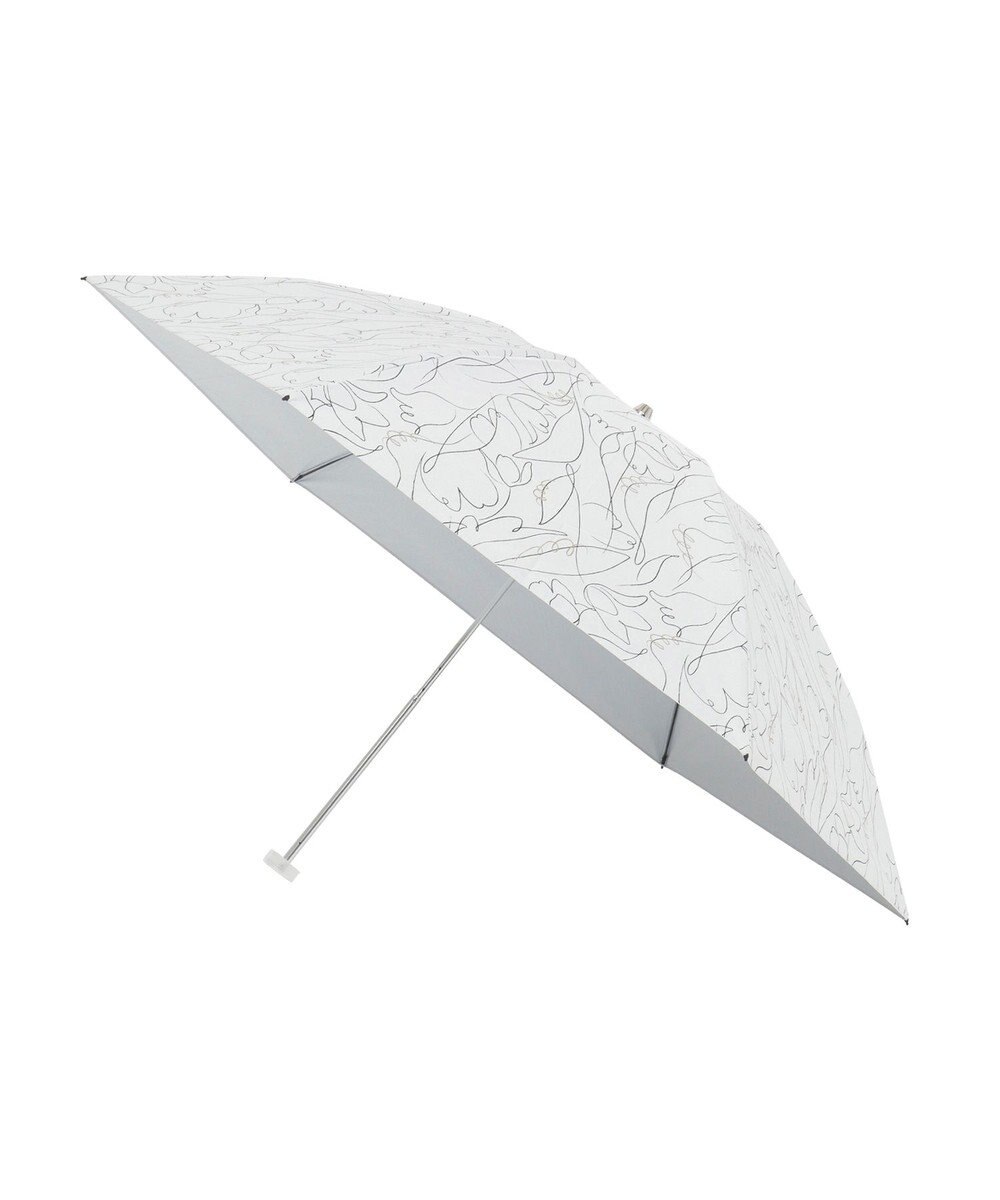 MOONBAT 【晴雨兼用/ 一級遮光/UV99％】フワクール (Fuwacool) 折りたたみ日傘 フワクールホワイト ラインフラワー 軽量 