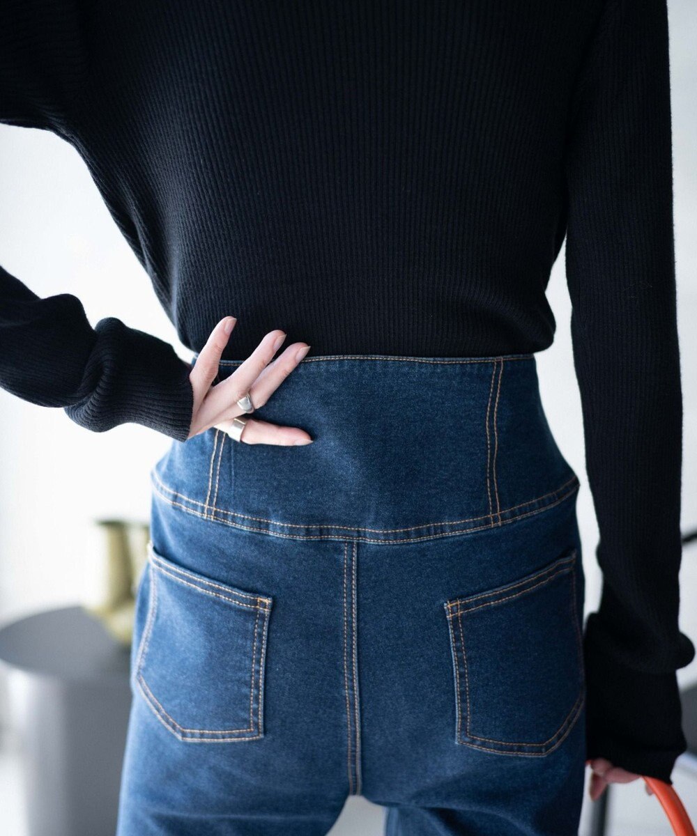 WEGO ハイウエストストレッチデニムフレアパンツ 