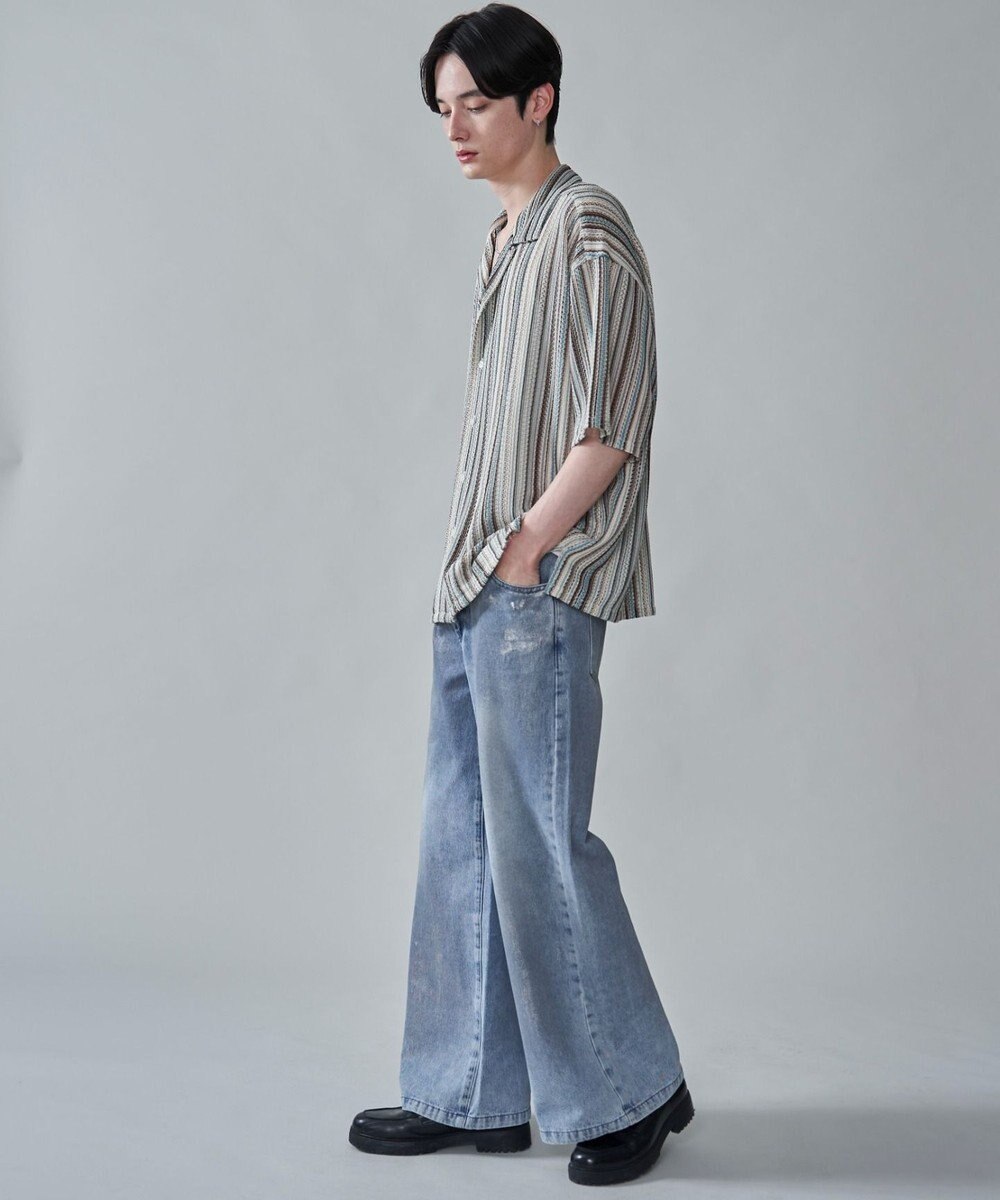 WEGO ストライプメッシュBIGシャツ（SS） 