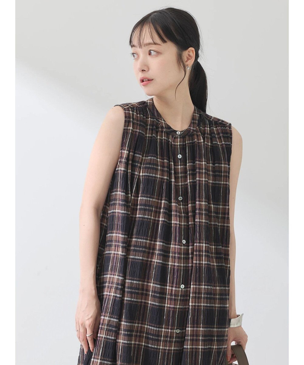 earth music&ecology 綿ＰＵクレープワンピース（ｃｈｅｃｋ柄） 