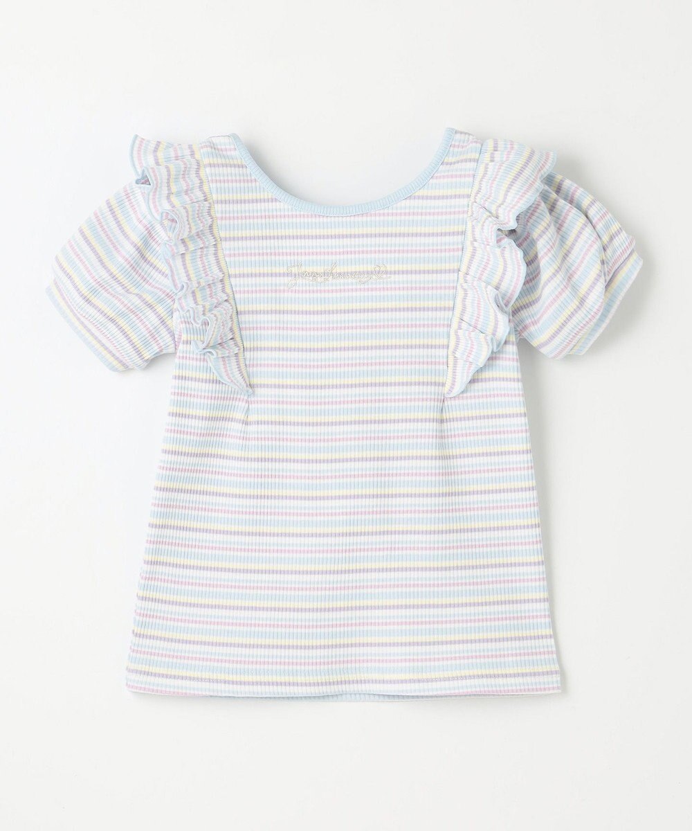 ANY KIDS オン・オフショルダー ボーダー Tシャツ 