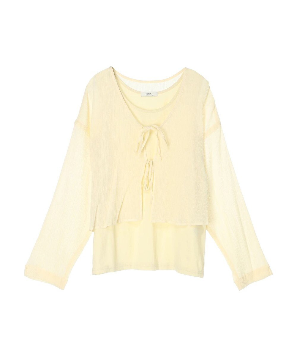 earth music&ecology ＳＥＴ２点クレープリボンブラウス＋インナー 