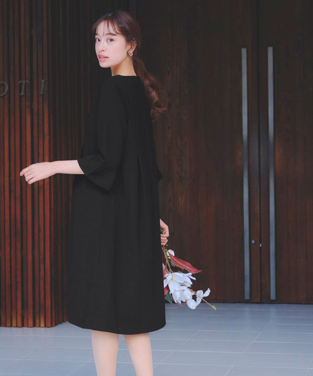 Tiaclasse L 【洗える】飴玉パールフレア袖ワンピース 