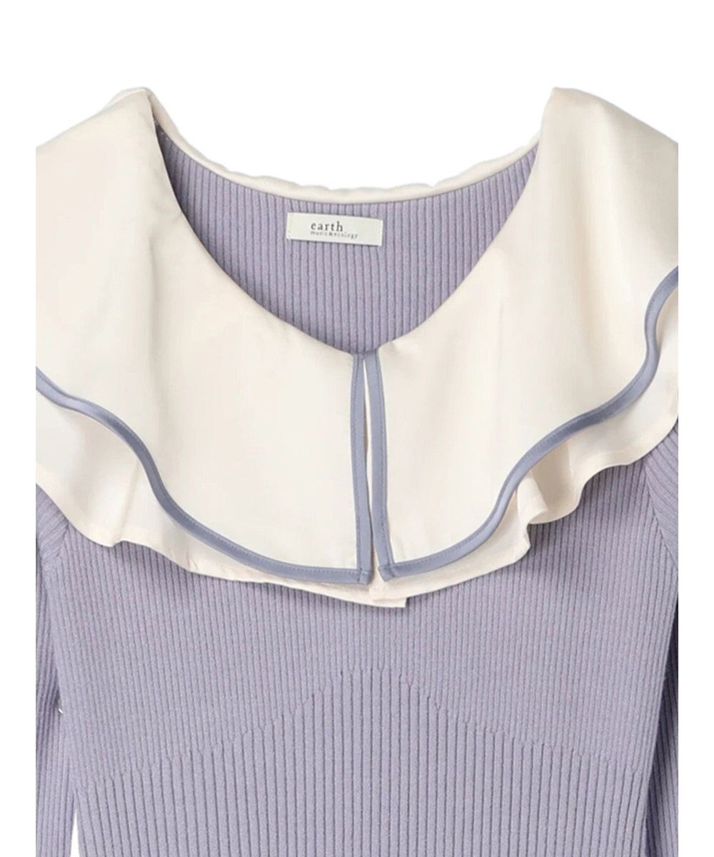 earth music&ecology パイピングフレアカラーニットワンピース 