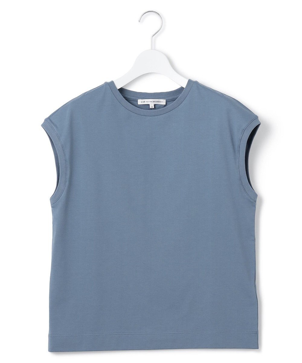 23区 L 【洗える】コンパクトヤーン フレンチスリーブ Tシャツ 