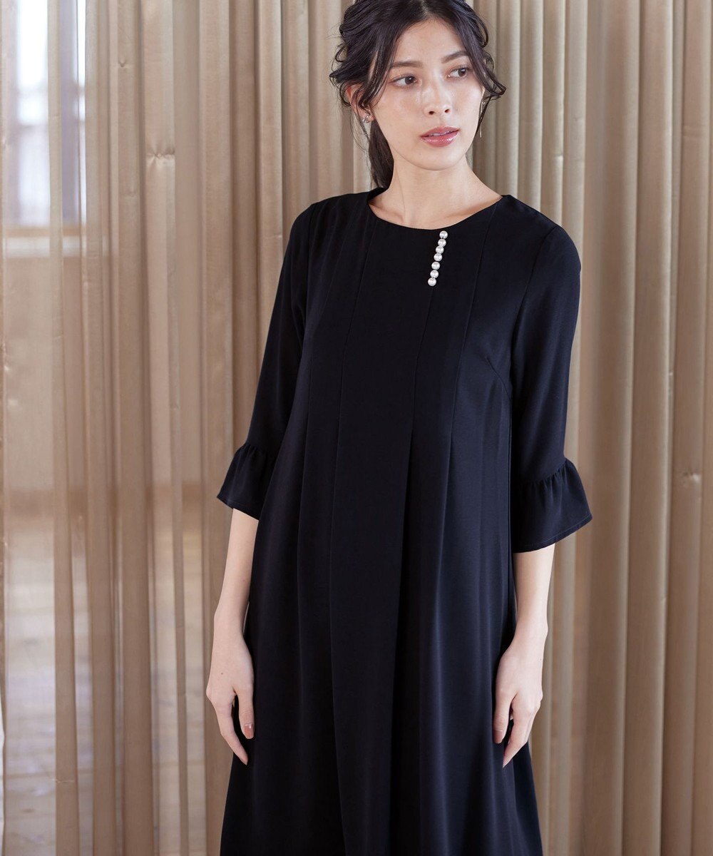 Tiaclasse L 【洗える】飴玉パールフレア袖ワンピース 