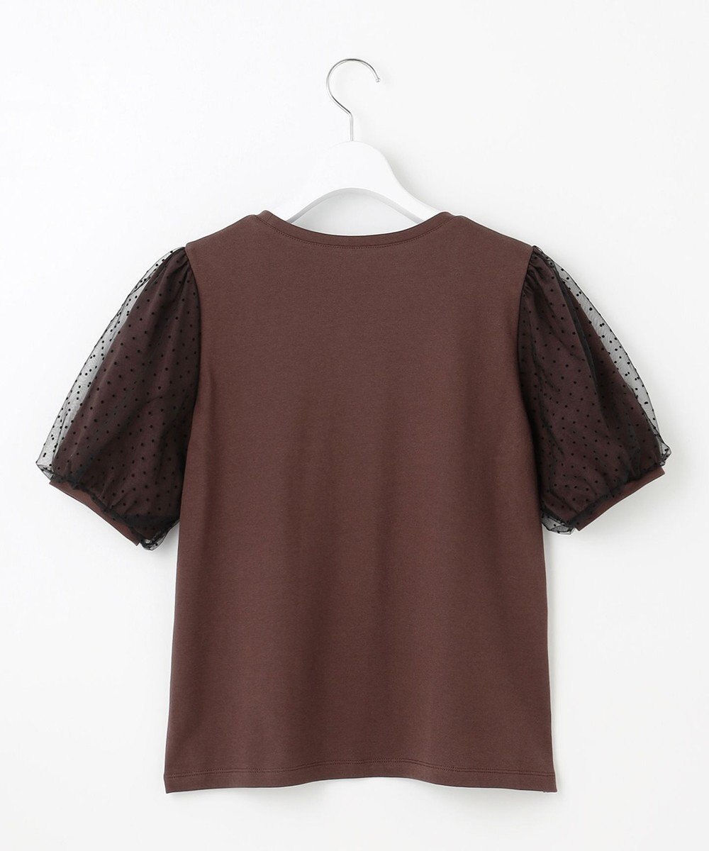 Feroux 【汗ジミが目立たない・洗える】チュール袖パフスリーブ Tシャツ 