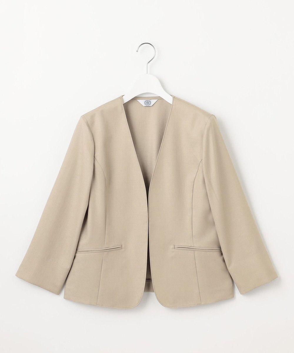 J.PRESS LADIES L 【セットアップ対応・洗える・UVケア・吸水速乾】OXIJEWELストレッチ ノーカラー ジャケット 