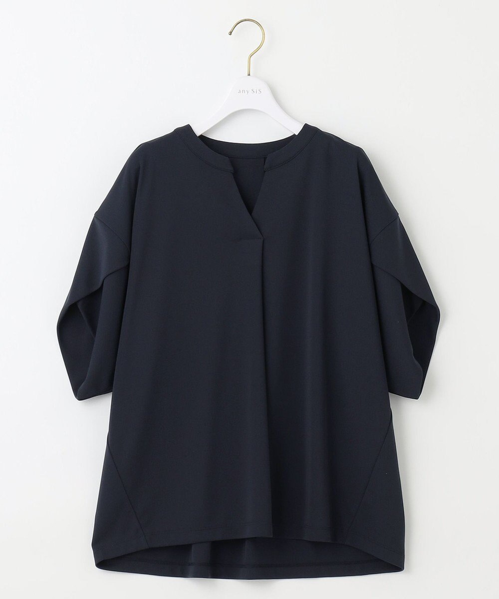 ANY SIS 【接触冷感・吸水速乾・UVケア】エアリードレープスムーススキッパー ブラウス 
