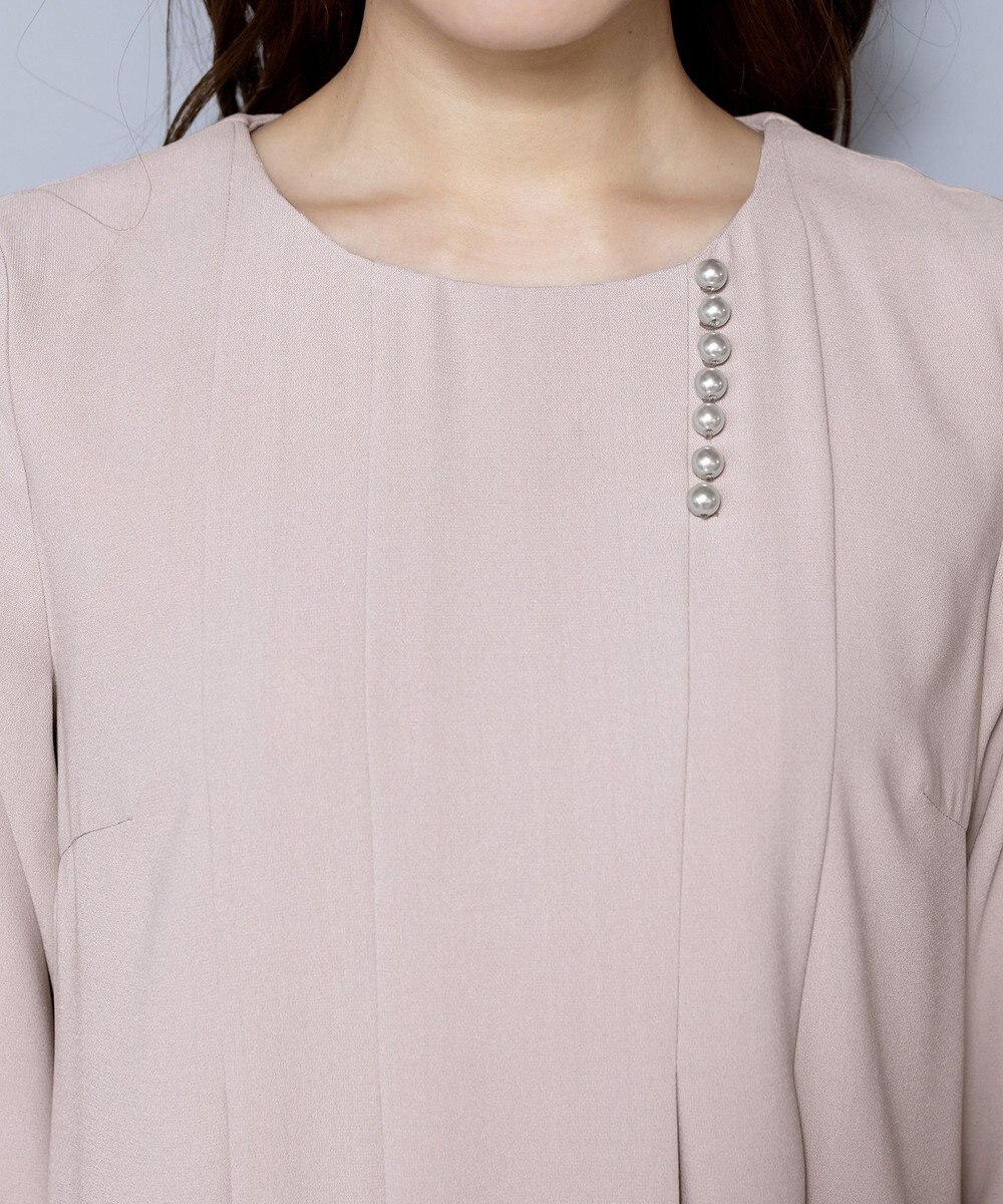 Tiaclasse L 【洗える】飴玉パールフレア袖ワンピース 