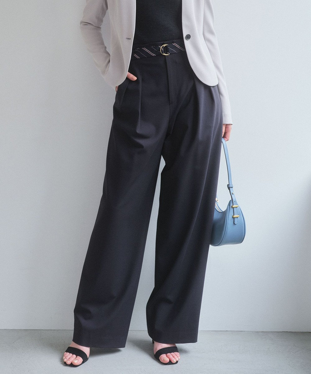 BEIGE， ZEPHYR / ベルト付き 2タックワイドパンツ 