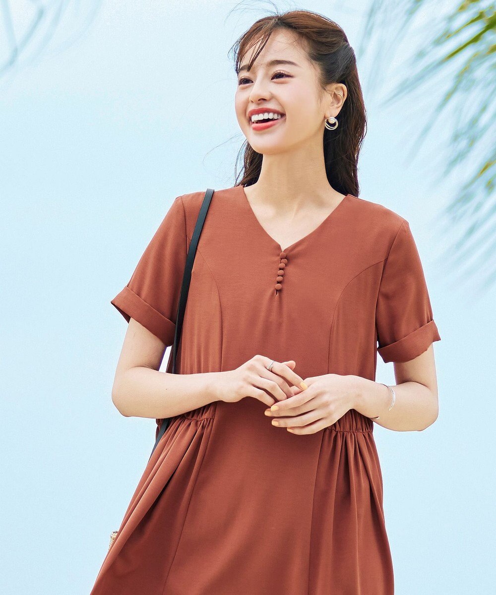 Tiaclasse 【洗える】サイドギャザーワンピース 