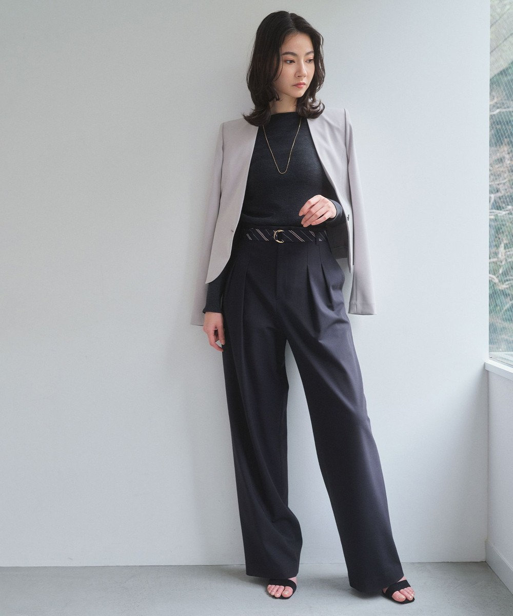 BEIGE， ZEPHYR / ベルト付き 2タックワイドパンツ 
