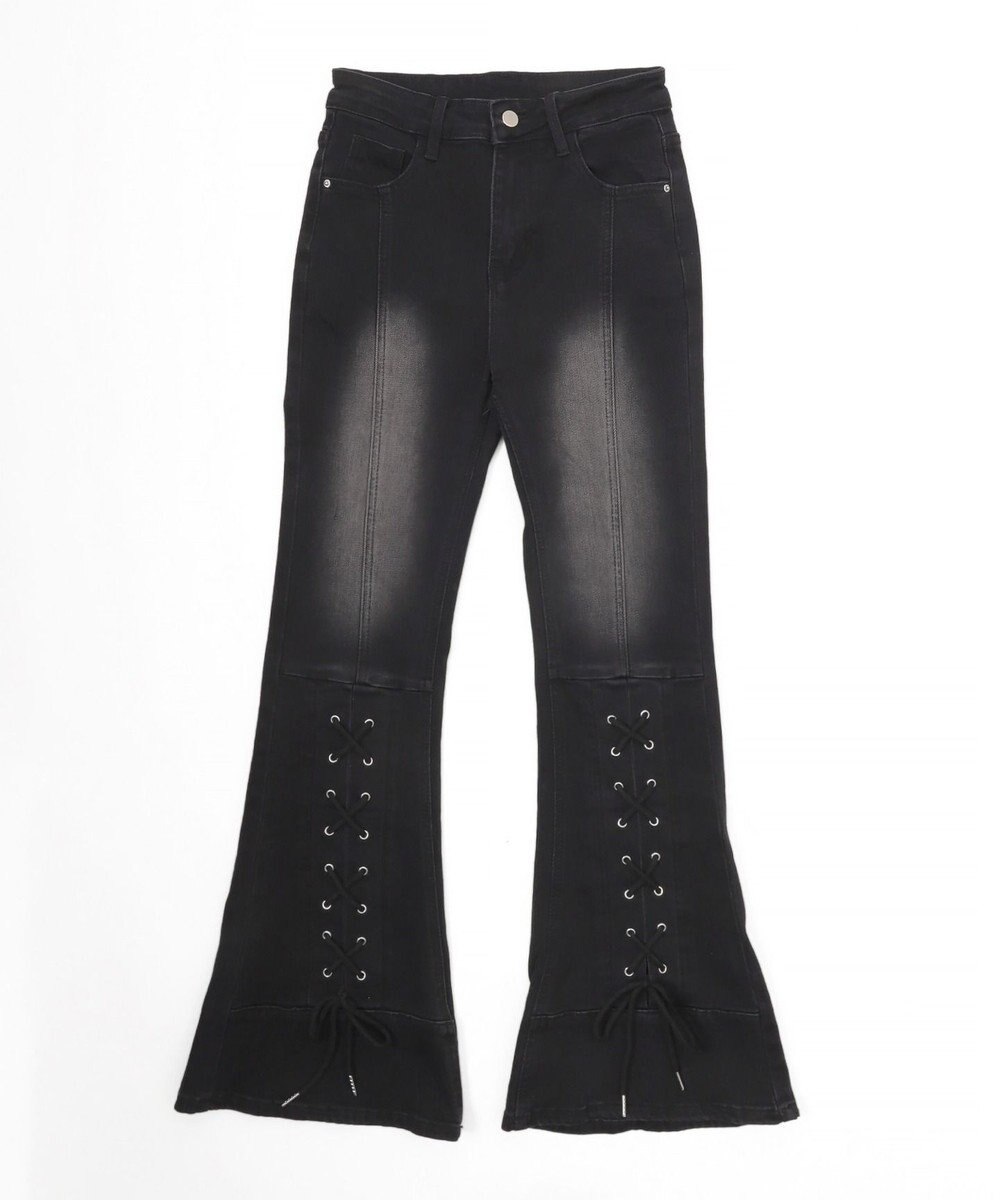 WEGO レースアップストレッチフレアデニム 