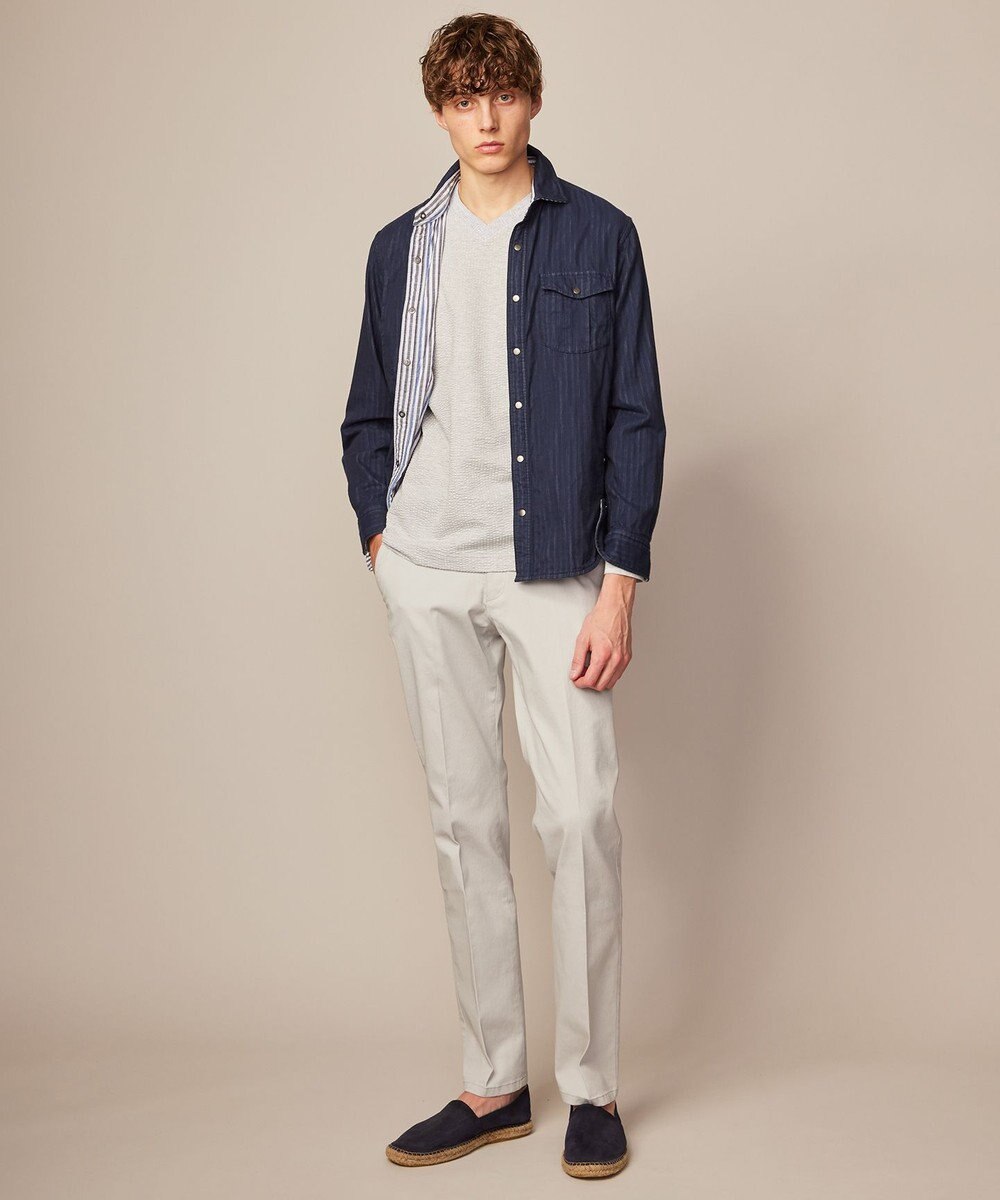 JOSEPH ABBOUD 【キングサイズ・オリジナルオーガニックコットン使用】JOE COTTONサッカーVネックシャツ 