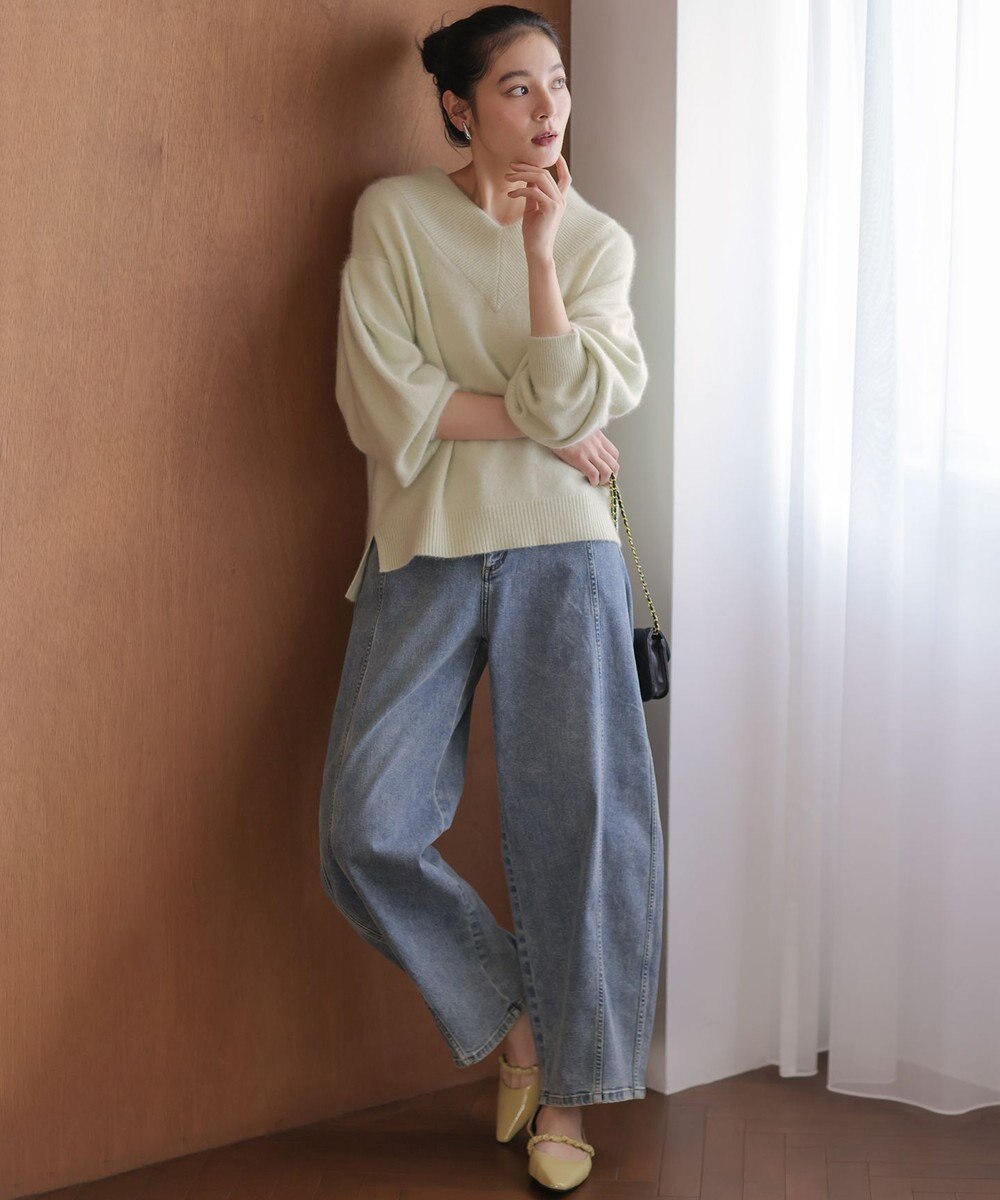 組曲 フラッフィーファーＶネック ニット 