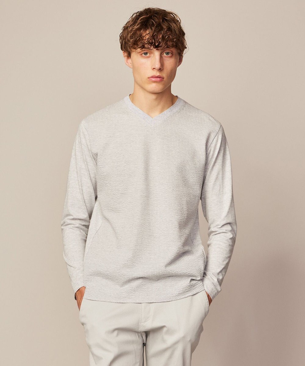 JOSEPH ABBOUD 【キングサイズ・オリジナルオーガニックコットン使用】JOE COTTONサッカーVネックシャツ 