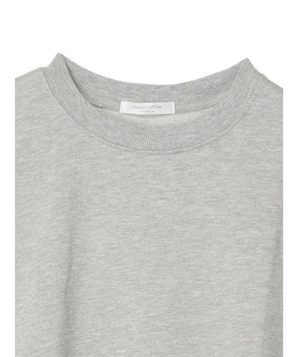 Green Parks ７分袖ラメ裏毛パフプルオーバー 