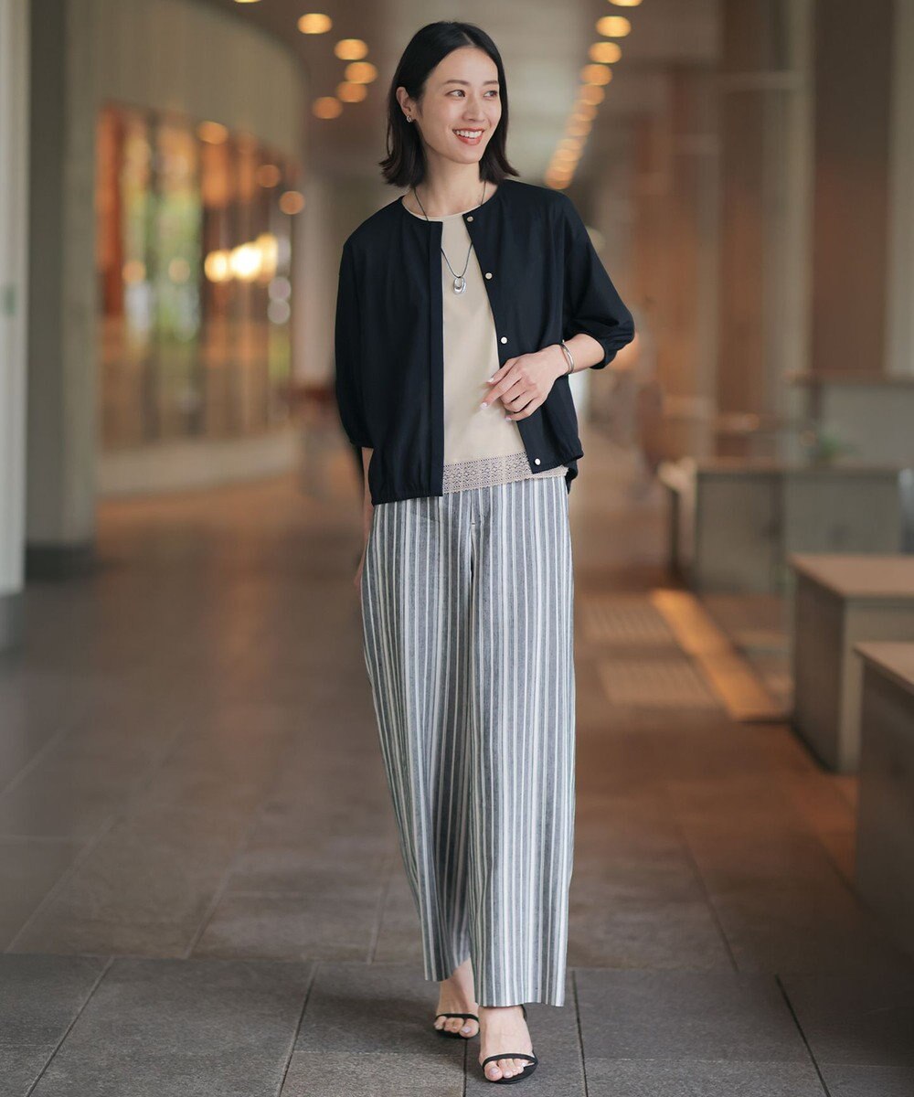 J.PRESS LADIES S 【WEB限定カラーあり】リネンレーヨン 柄 ワイドパンツ 