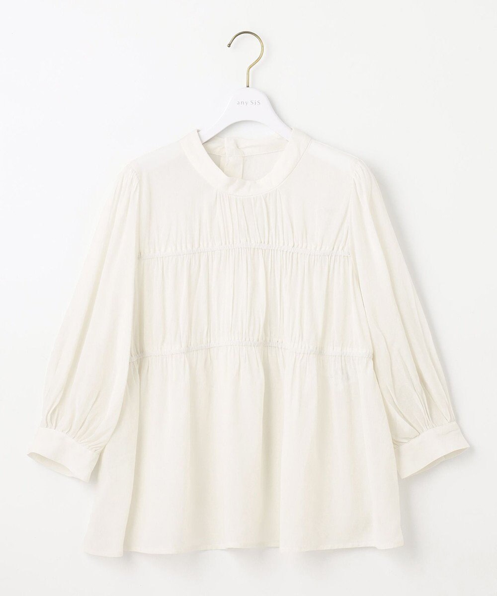 ANY SIS 【洗える】シャーリングシアー ブラウス 