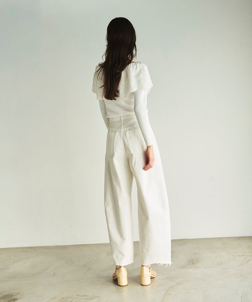 GRACE CONTINENTAL カットワークリブニットトップ 