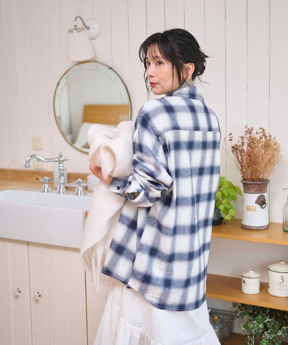 WEGO 【2025年秋冬新作/SMLサイズ展開/ユニセックス着用ITEM】オンブレチェックネルシャツ（LS） 