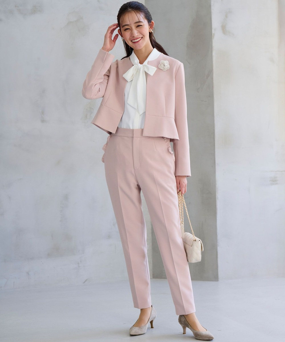 組曲 L 【WEB限定・KUMIKYOKU NAVY】コンフォータブルドレープ ノーカラージャケット 