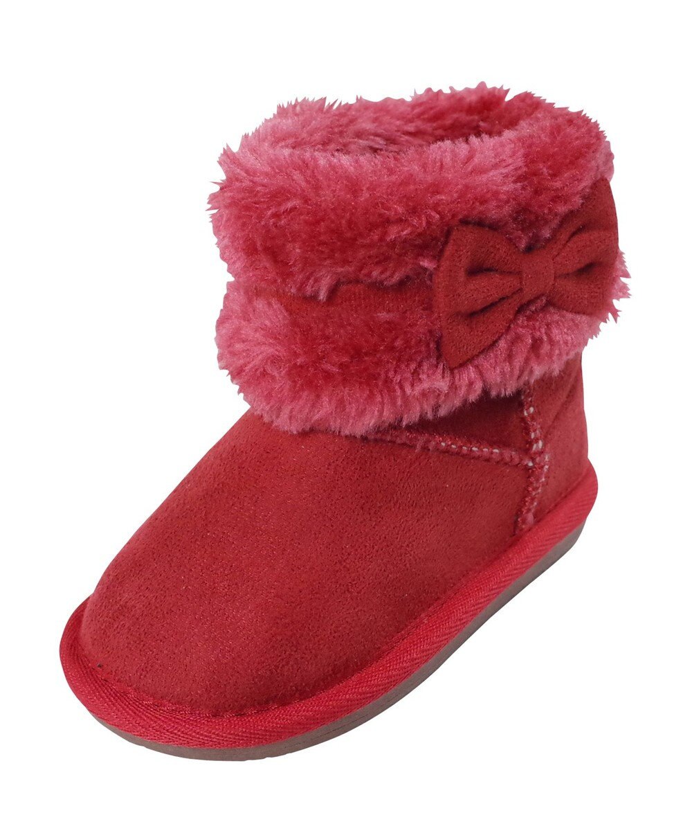 MIKI HOUSE HOT BISCUITS 【13-18cm】 ファー付き サイドリボンブーツ 