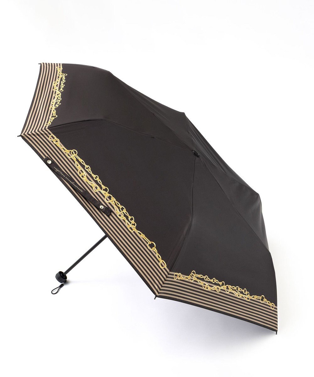 23区 【晴雨兼用/UVカット】ボーダーチェーン柄 折り畳み傘 