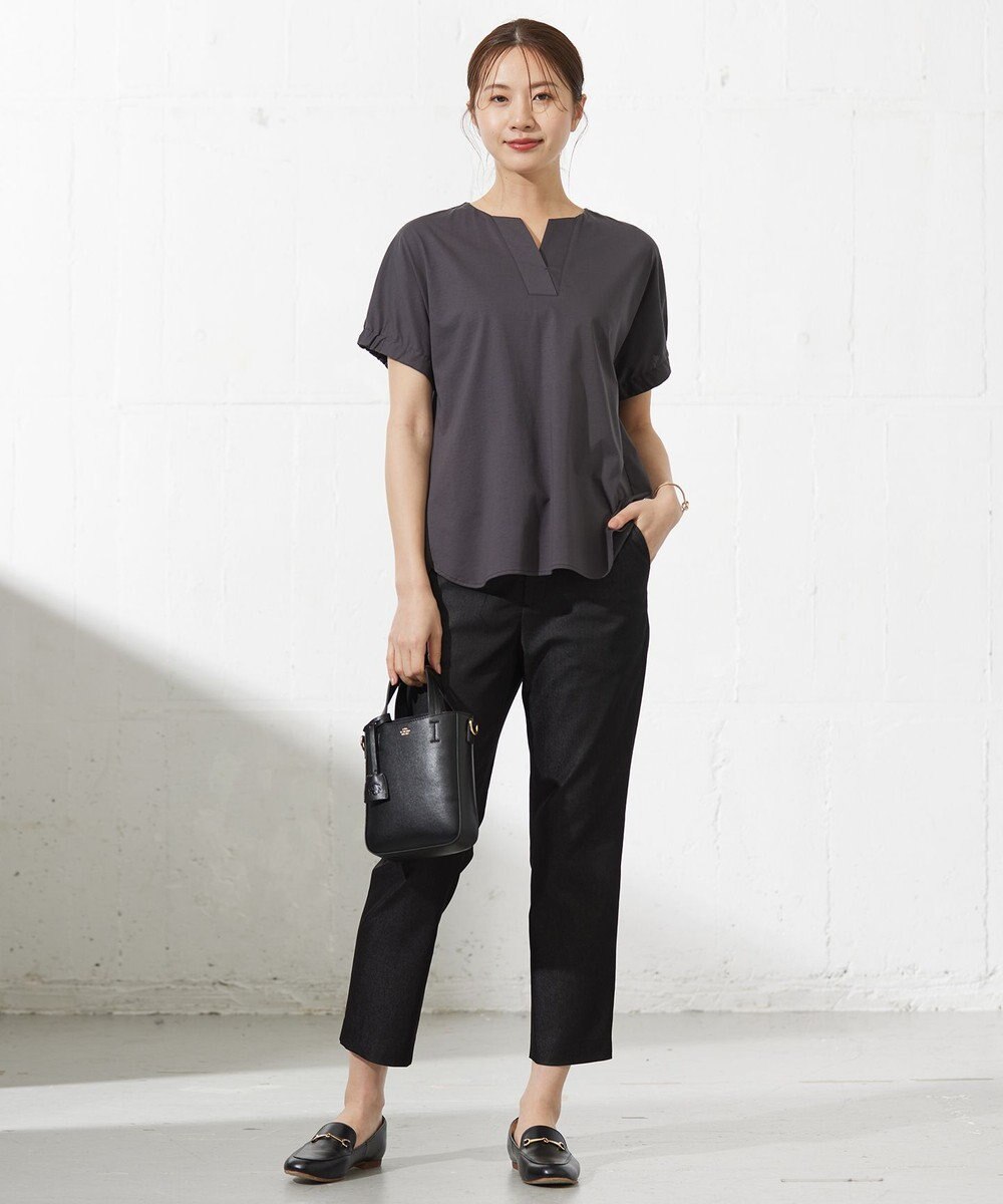 J.PRESS LADIES L 【洗える】シャンブレーサテン テーパード パンツ 