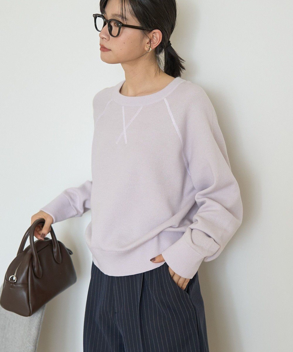 AMERICAN HOLIC ソフトコットンスウェットライクニットトップス 