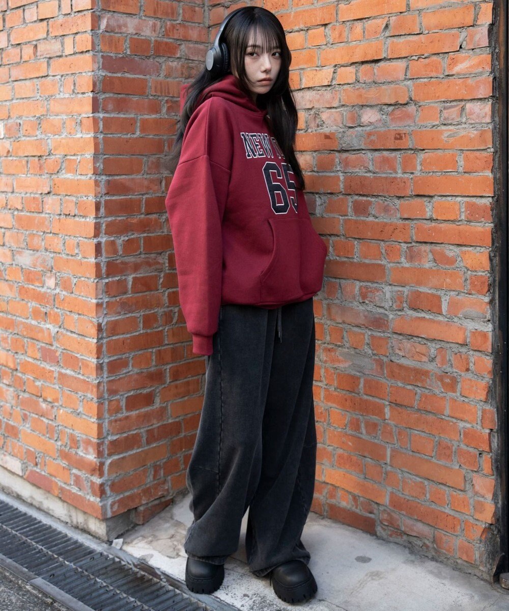 WEGO 【ウエストゴム/SMLサイズ展開】カーブデザインスウェットパンツ 