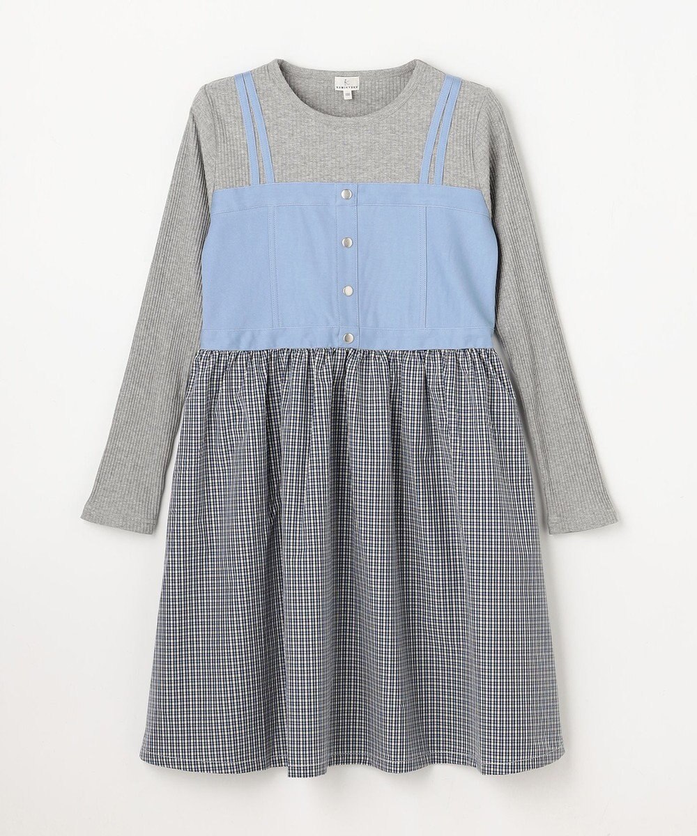 組曲 KIDS 【150-170㎝】チェックドッキング ワンピース 