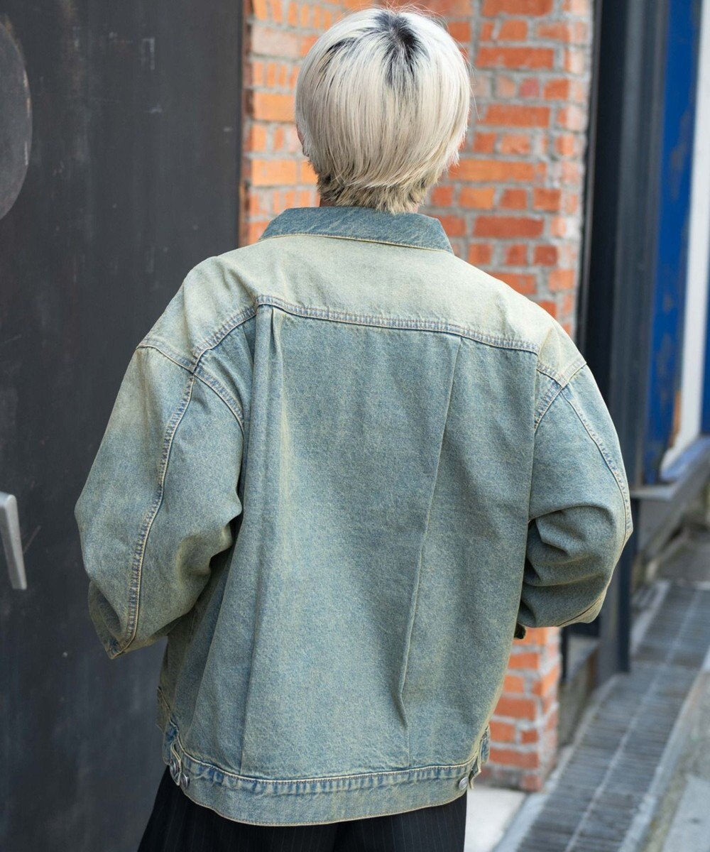 WEGO 【ユニセックス着用ITEM/MLサイズ展開】ヴィンテージライクBIGデニムジャケット 
