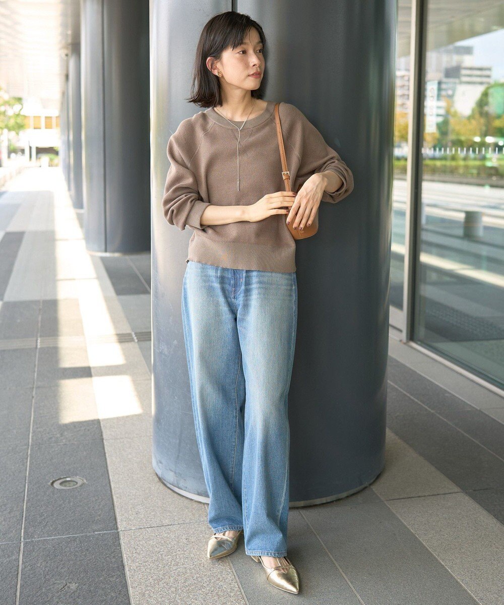 AMERICAN HOLIC ソフトコットンスウェットライクニットトップス 