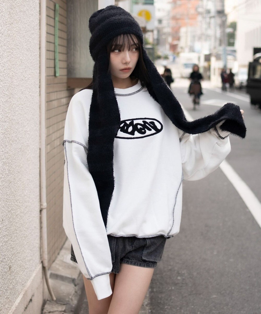 WEGO 【ユニセックス着用ITEM】ショートカラーステッチサガラロゴプルオーバー 