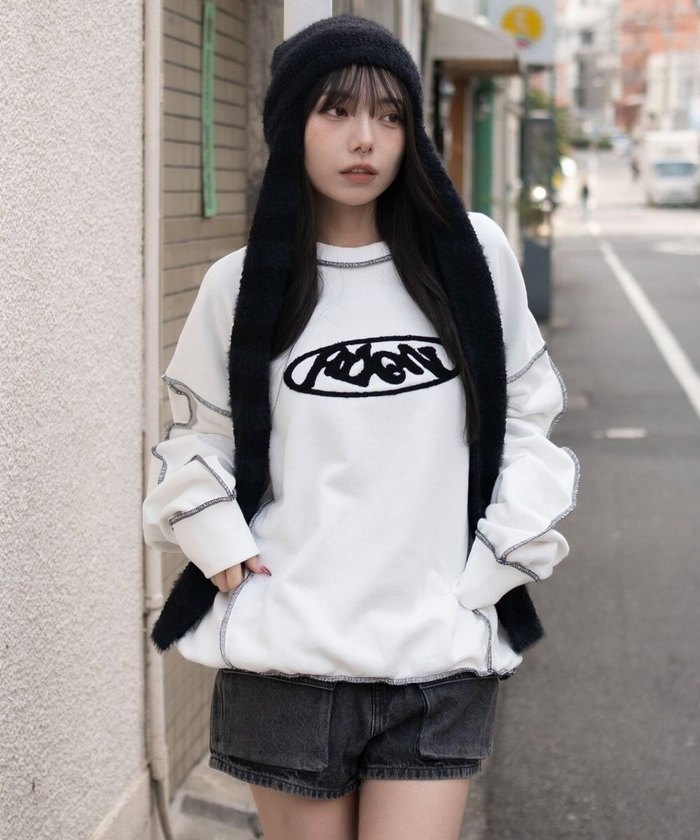 WEGO 【ユニセックス着用ITEM】ショートカラーステッチサガラロゴプルオーバー 