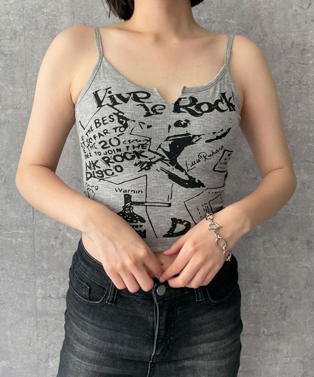 WEGO 【カップ付きインナー】グラフィックリブキャミソール 