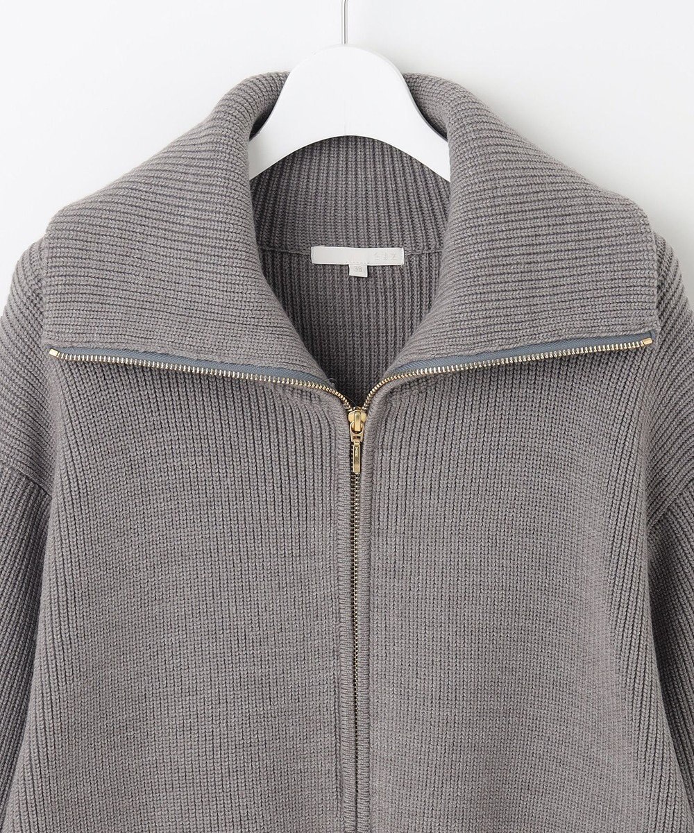 自由区 【洗える】ジップアップニット アウター 