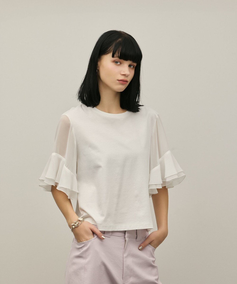 GRACE CONTINENTAL シフォンスリーブカットトップ 