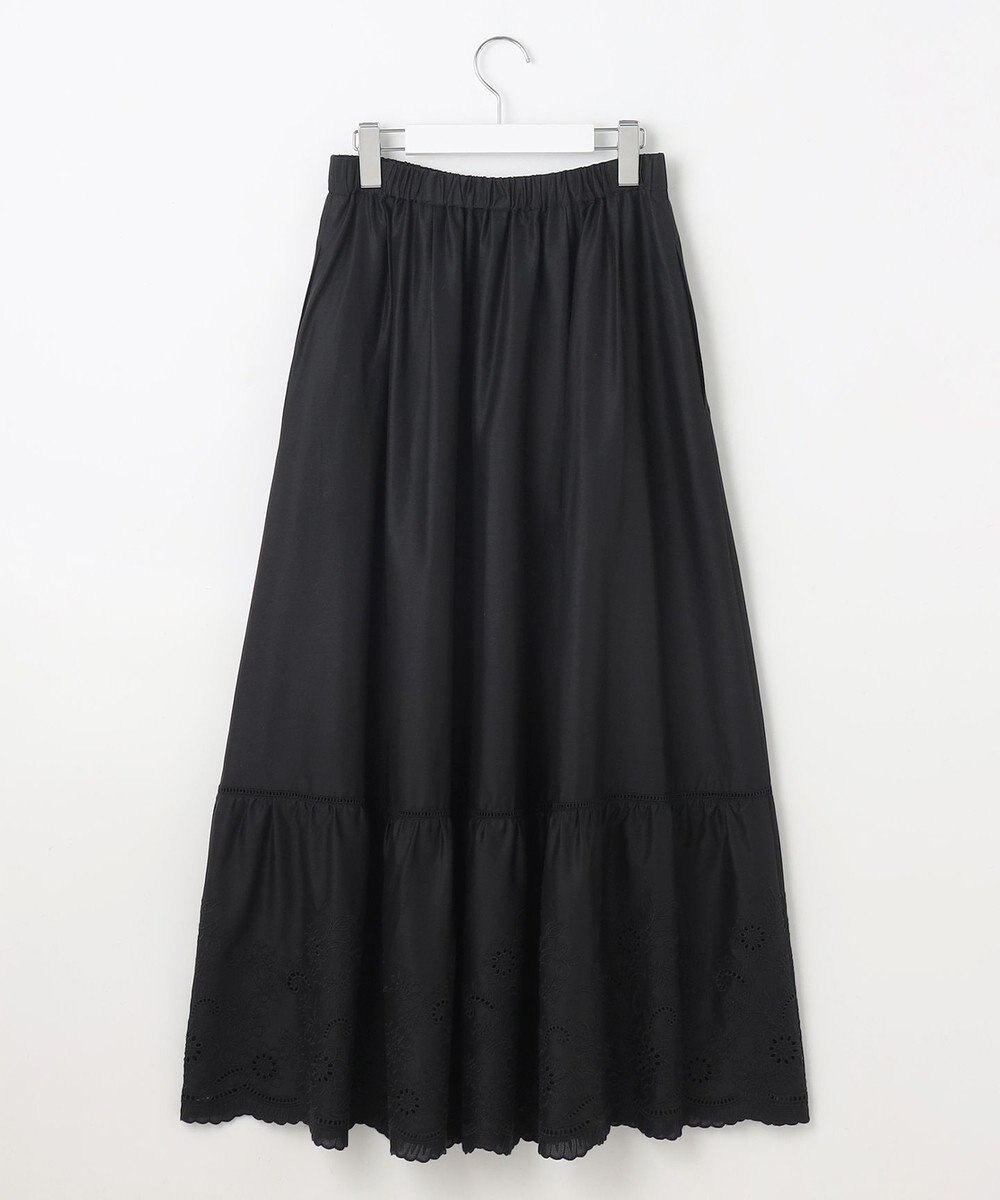 自由区 L 【カタログ掲載・接触冷感・洗える】エンブロイダリーローンティアード スカート 